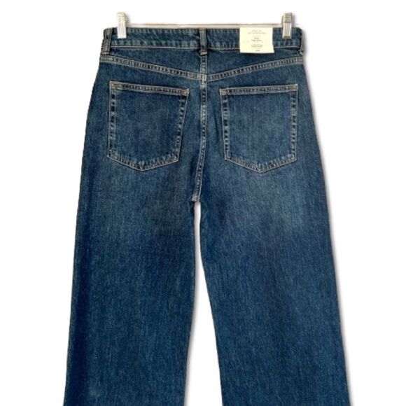 Y2K H&M Wide Leg Comfort Stretch High Waist Dark Wash Denim Jeans NWT Size 8 - Picture 3 of 15